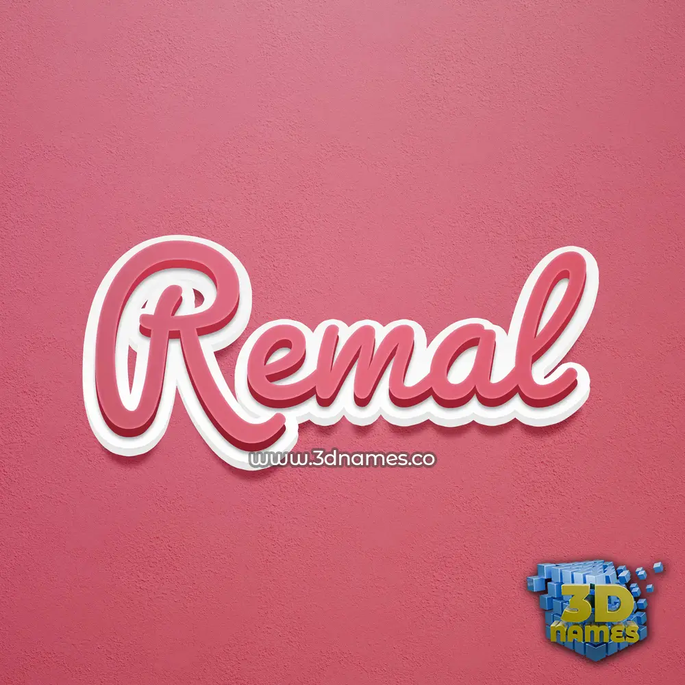 remal in Red Scribble style - 3D name wallpaper