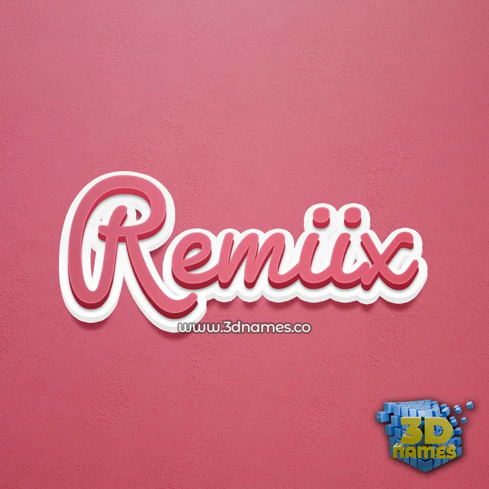 remiix in Red Scribble style - 3D name wallpaper