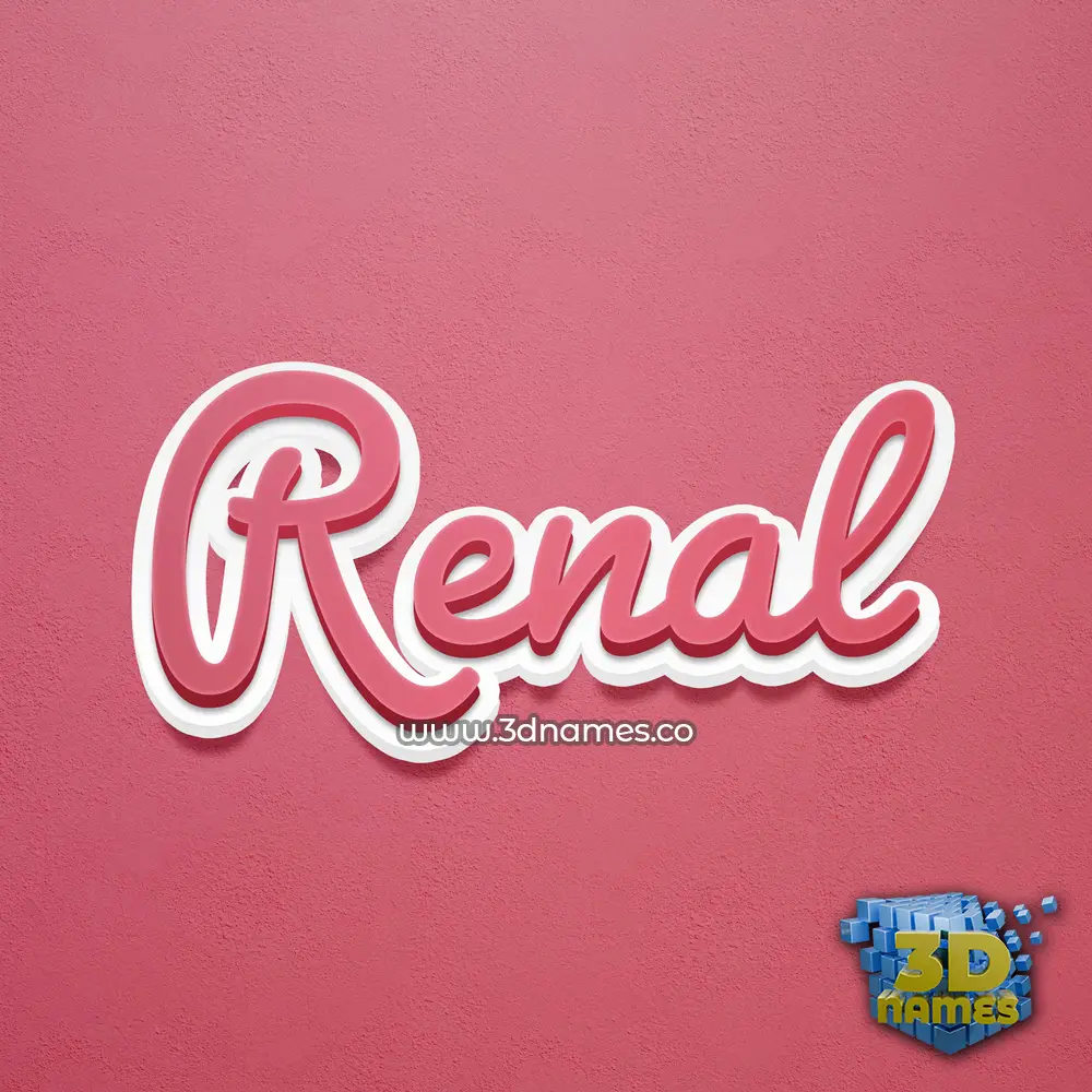 renal in Red Scribble style - 3D name wallpaper