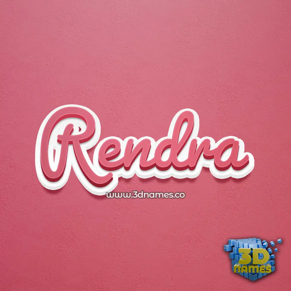 rendra in Red Scribble style - 3D name wallpaper