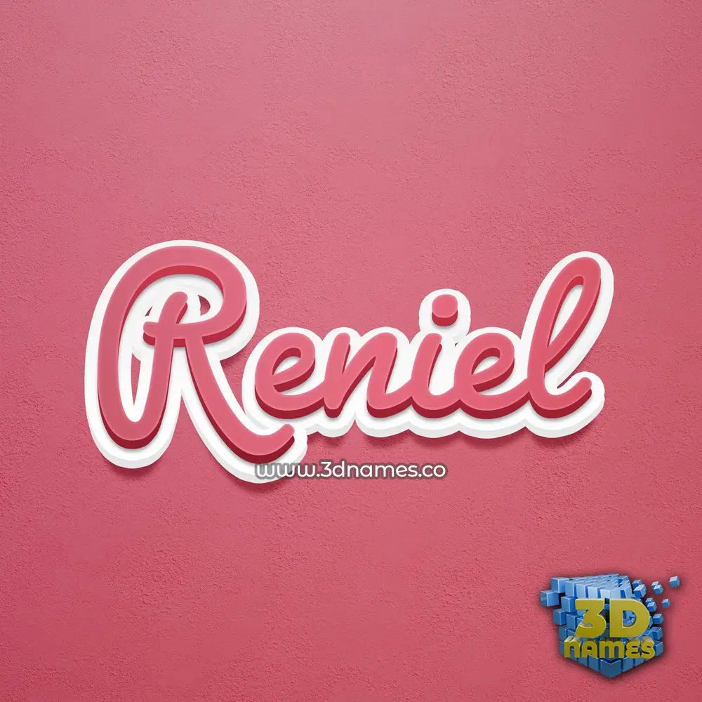 reniel in Red Scribble style - 3D name wallpaper