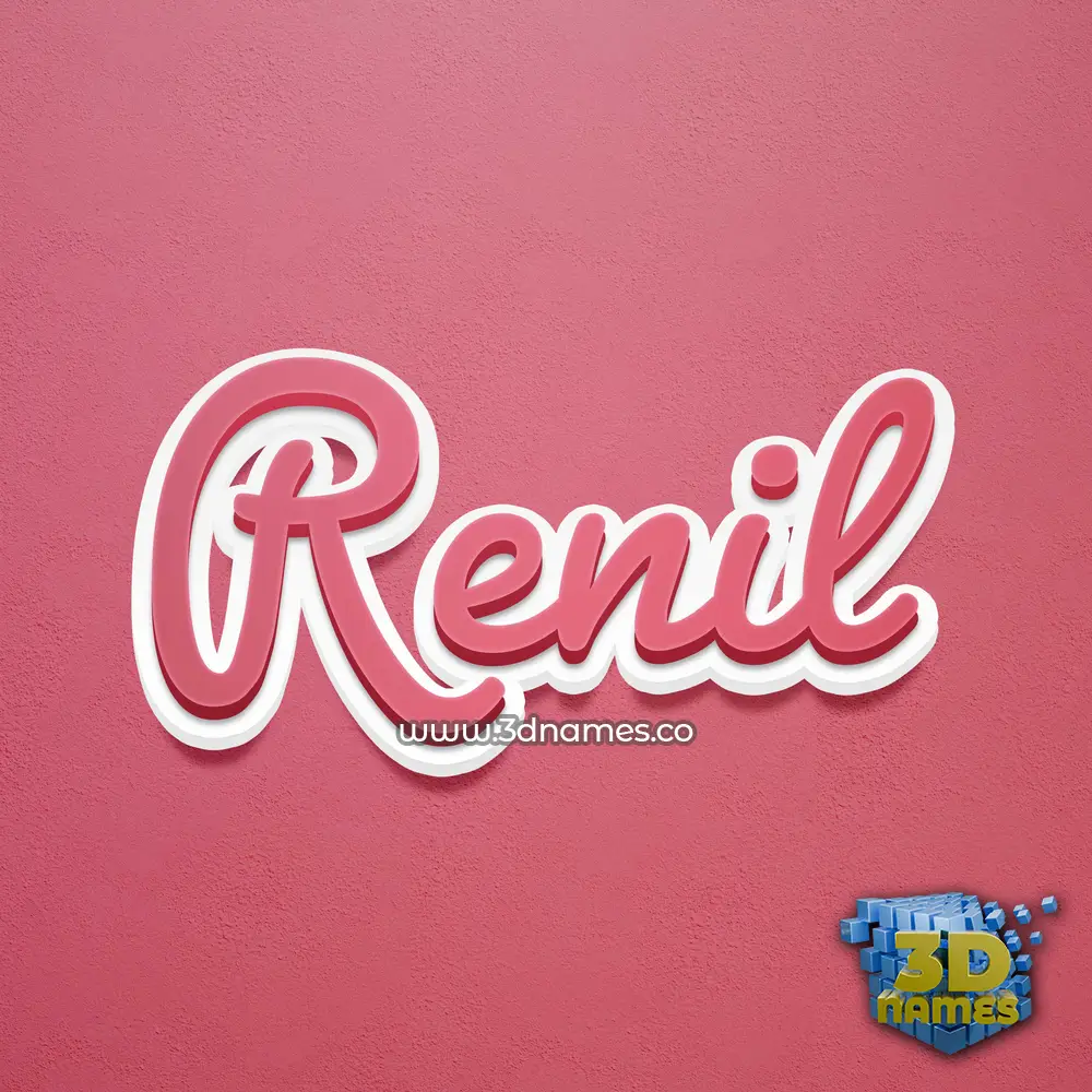 renil in Red Scribble style - 3D name wallpaper