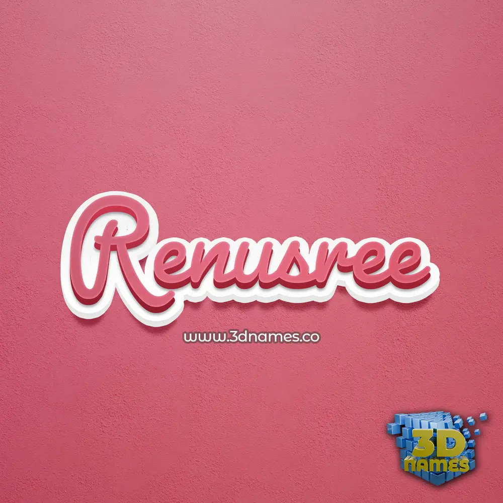 renusree in Red Scribble style - 3D name wallpaper