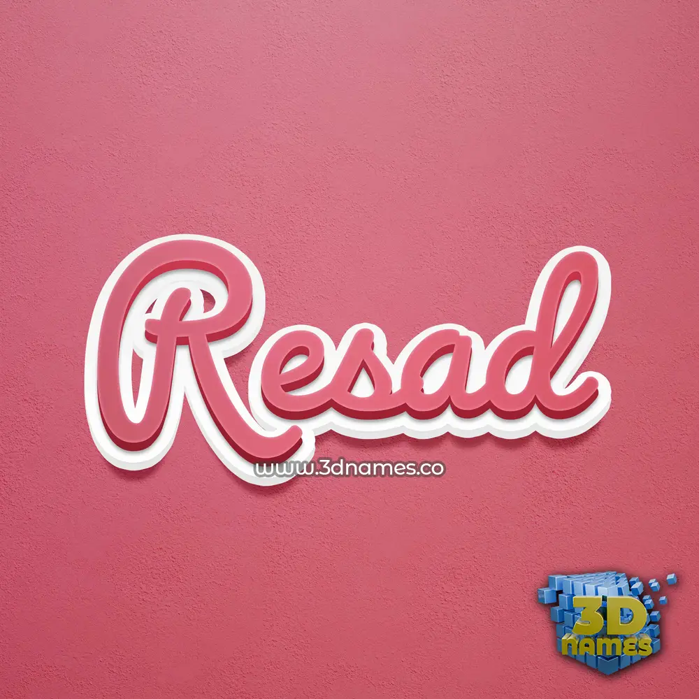 resad in Red Scribble style - 3D name wallpaper