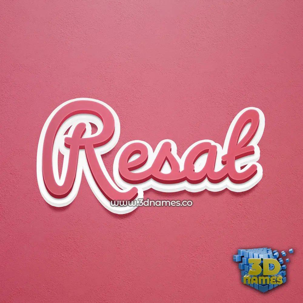 resat in Red Scribble style - 3D name wallpaper