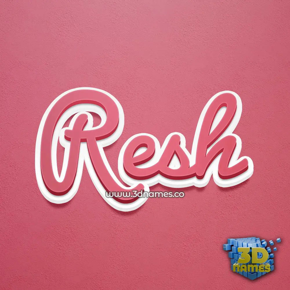 resh in Red Scribble style - 3D name wallpaper