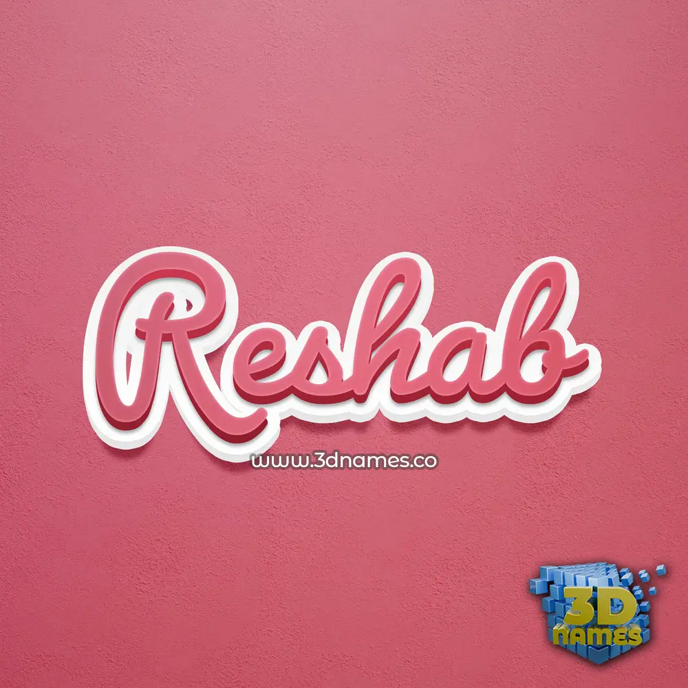 reshab in Red Scribble style - 3D name wallpaper