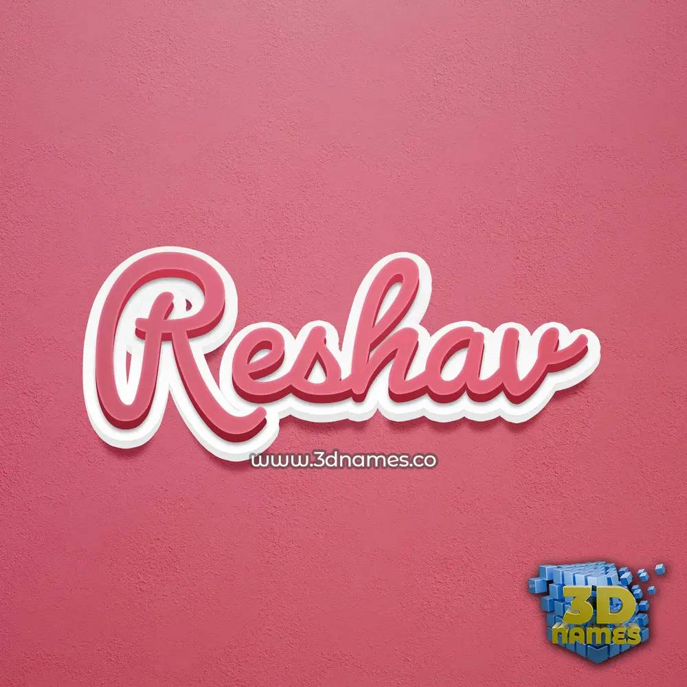 reshav in Red Scribble style - 3D name wallpaper