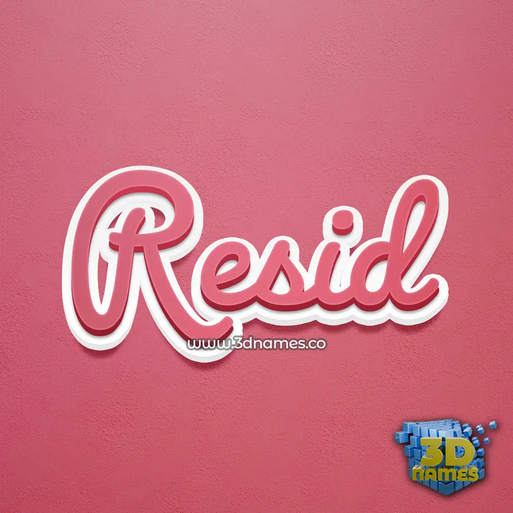 resid in Red Scribble style - 3D name wallpaper