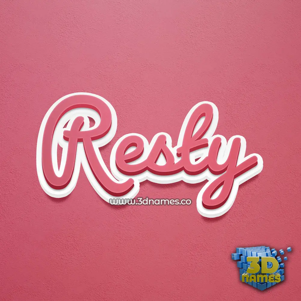 resty in Red Scribble style - 3D name wallpaper