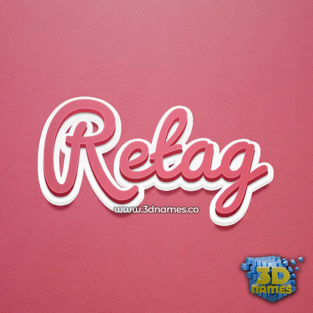 retag in Red Scribble style - 3D name wallpaper