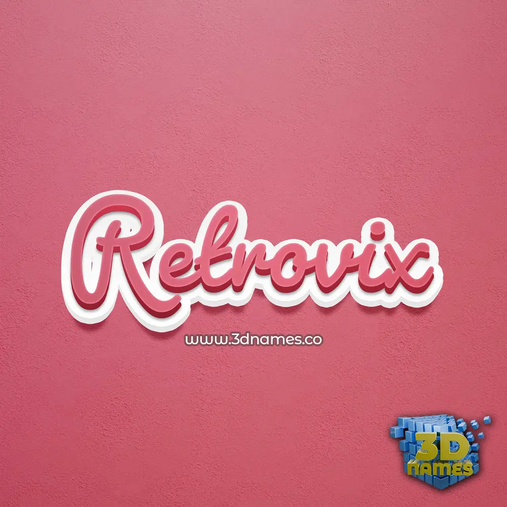 retrovix in Red Scribble style - 3D name wallpaper