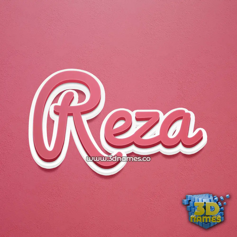 reza in Red Scribble style - 3D name wallpaper