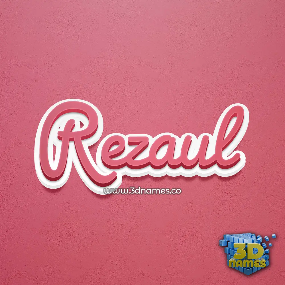 rezaul in Red Scribble style - 3D name wallpaper