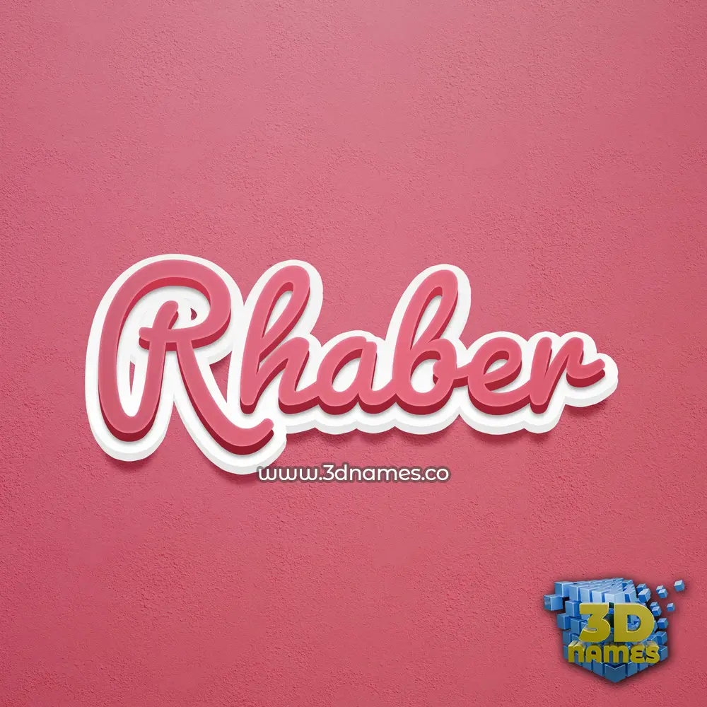 rhaber in Red Scribble style - 3D name wallpaper