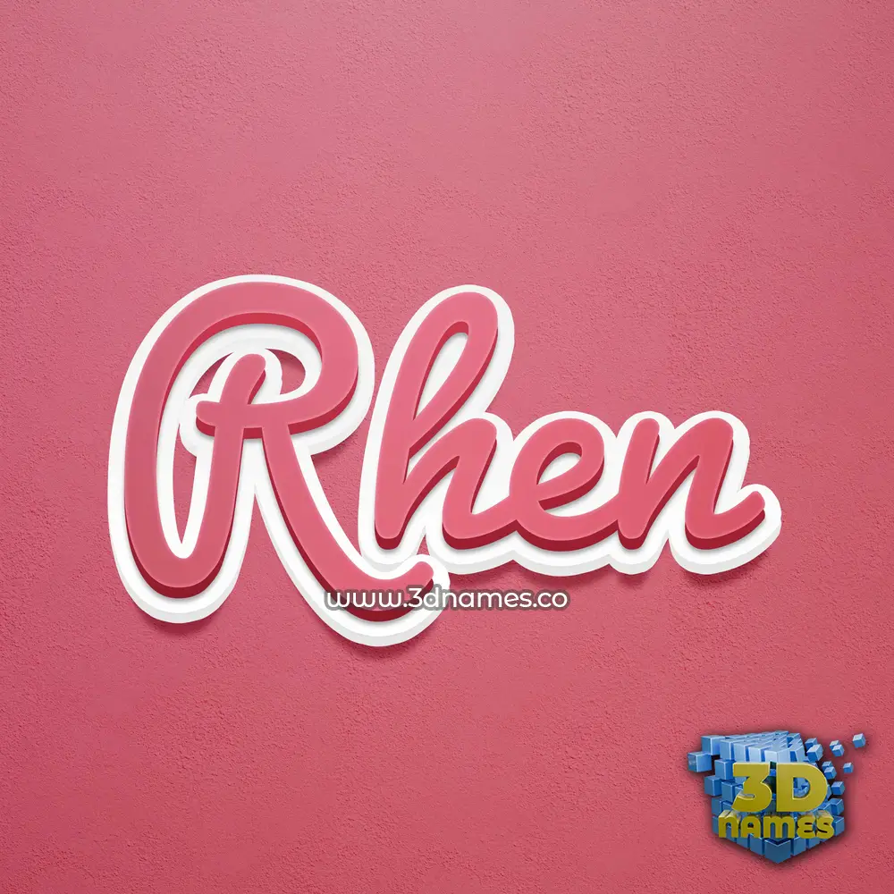 rhen in Red Scribble style - 3D name wallpaper
