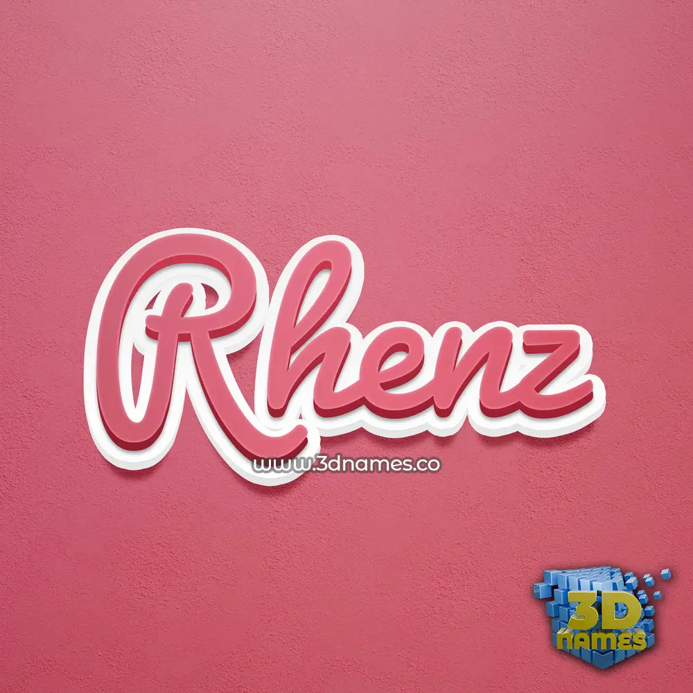 rhenz in Red Scribble style - 3D name wallpaper