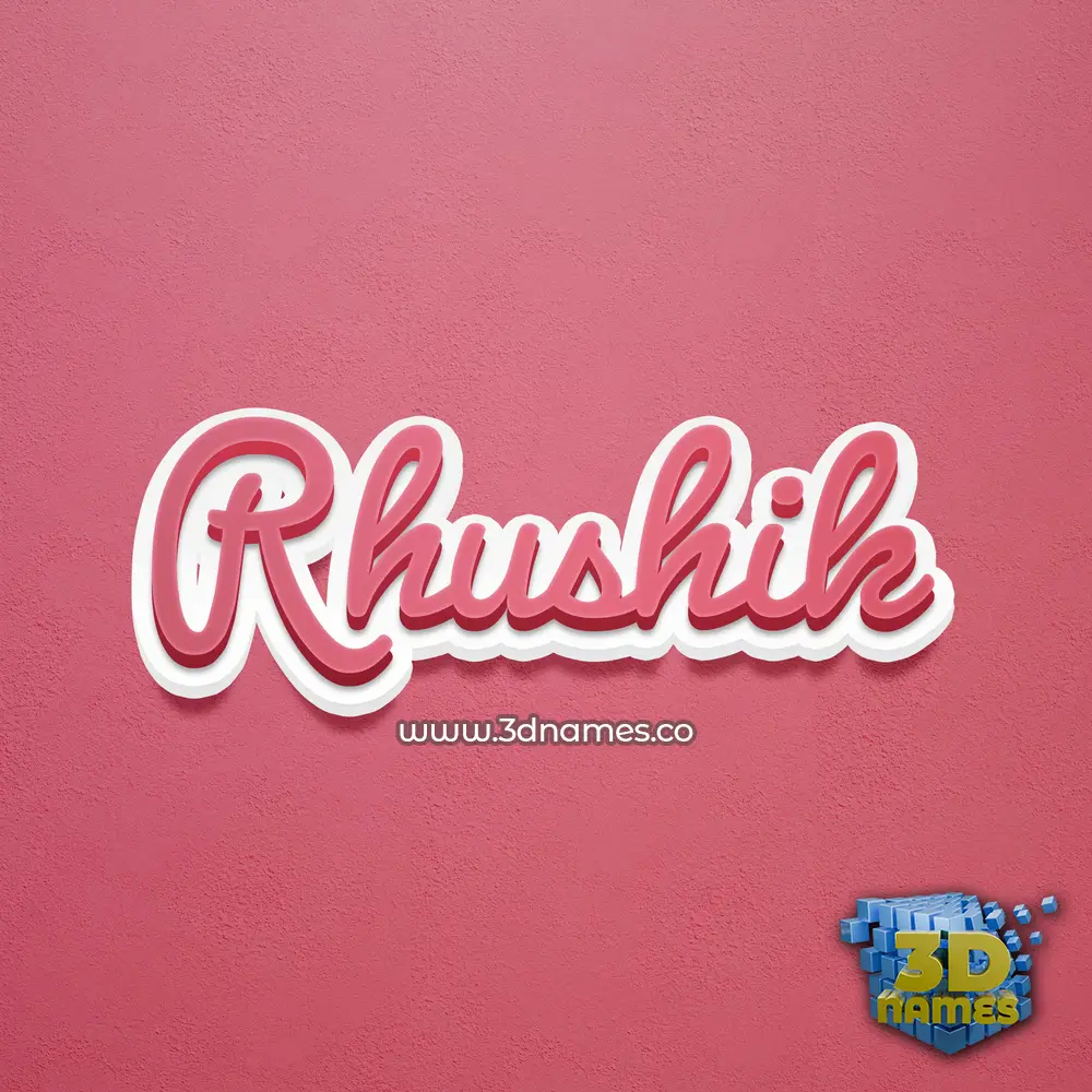 rhushik in Red Scribble style - 3D name wallpaper