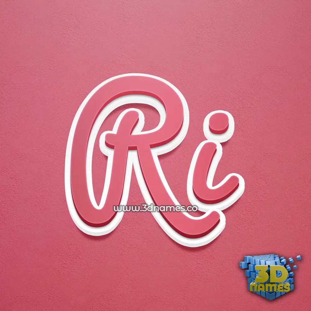 ri in Red Scribble style - 3D name wallpaper