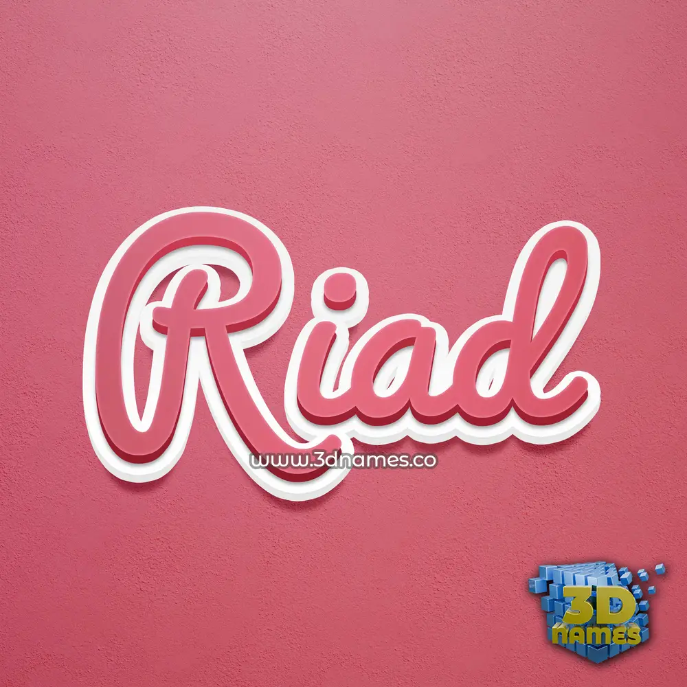 riad in Red Scribble style - 3D name wallpaper