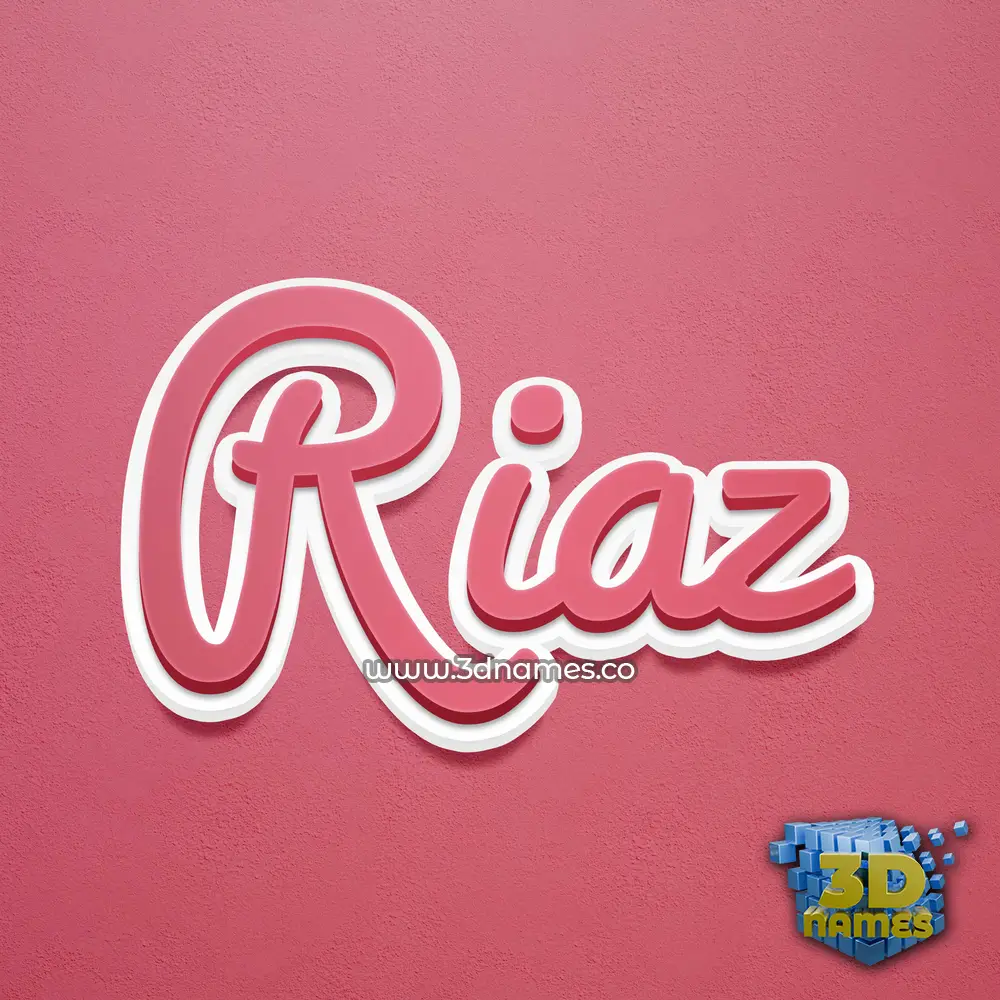 riaz in Red Scribble style - 3D name wallpaper