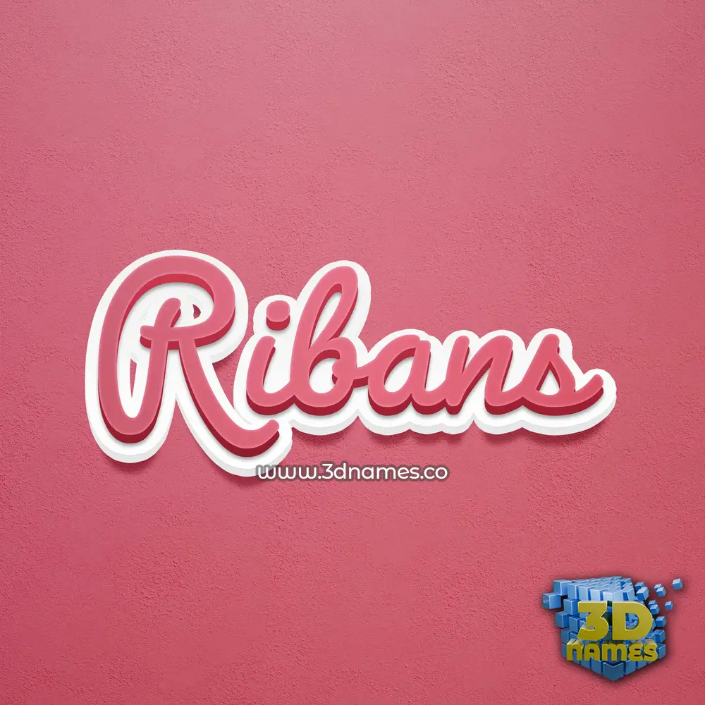 ribans in Red Scribble style - 3D name wallpaper