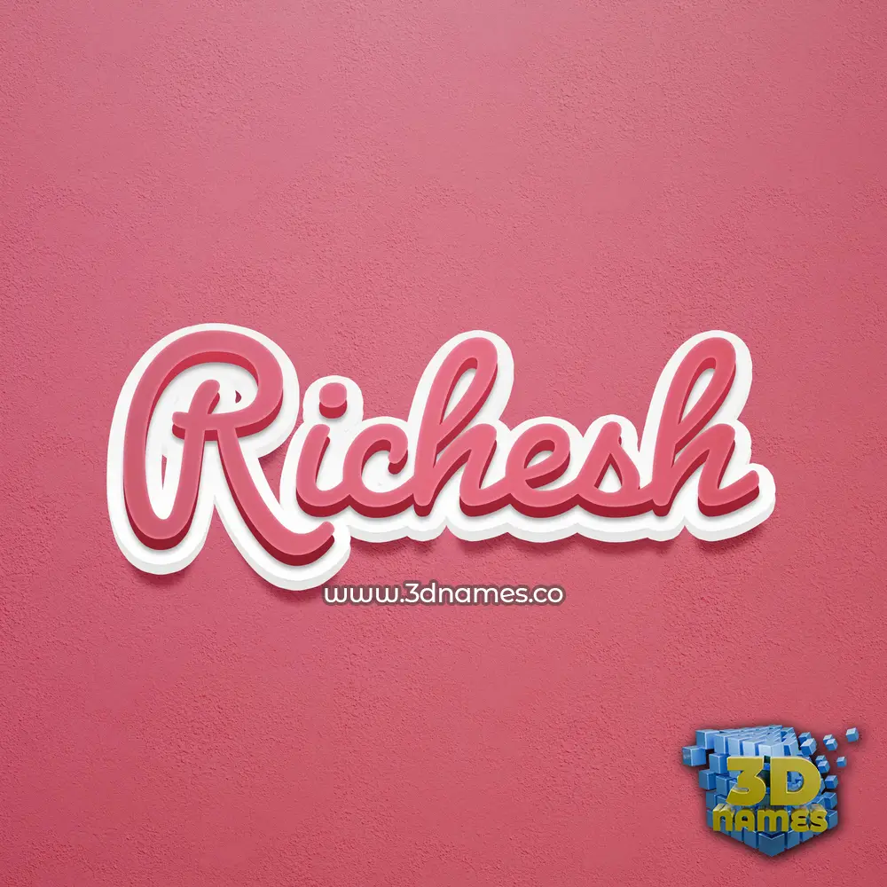 richesh in Red Scribble style - 3D name wallpaper