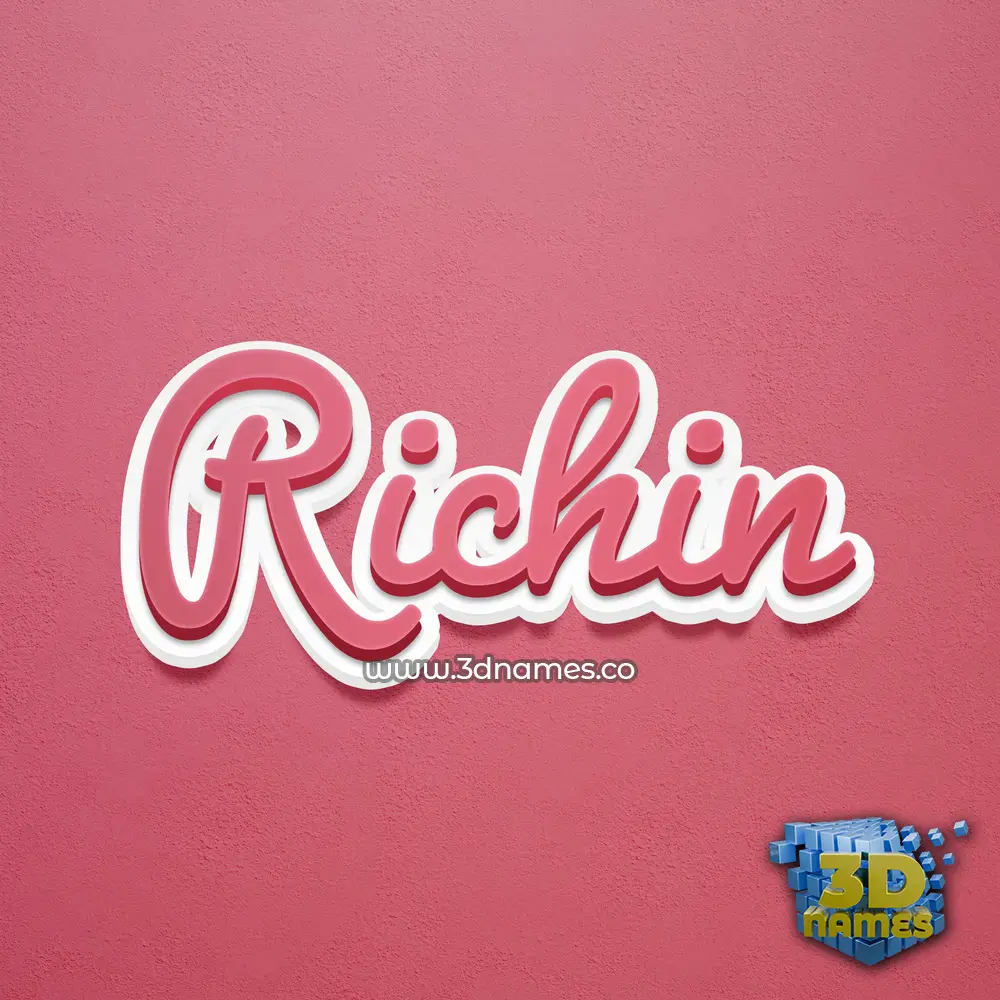 richin in Red Scribble style - 3D name wallpaper