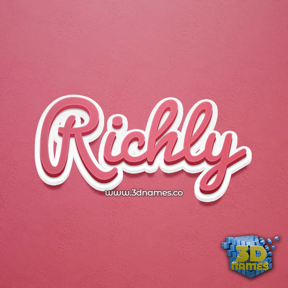 richly in Red Scribble style - 3D name wallpaper