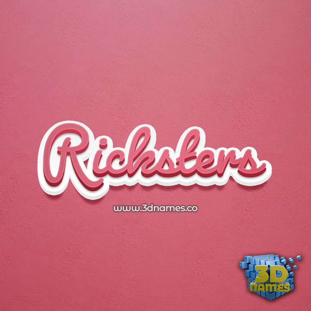 ricksters in Red Scribble style - 3D name wallpaper