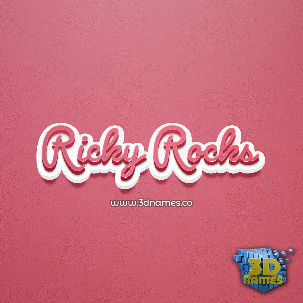 ricky rocks in Red Scribble style - 3D name wallpaper