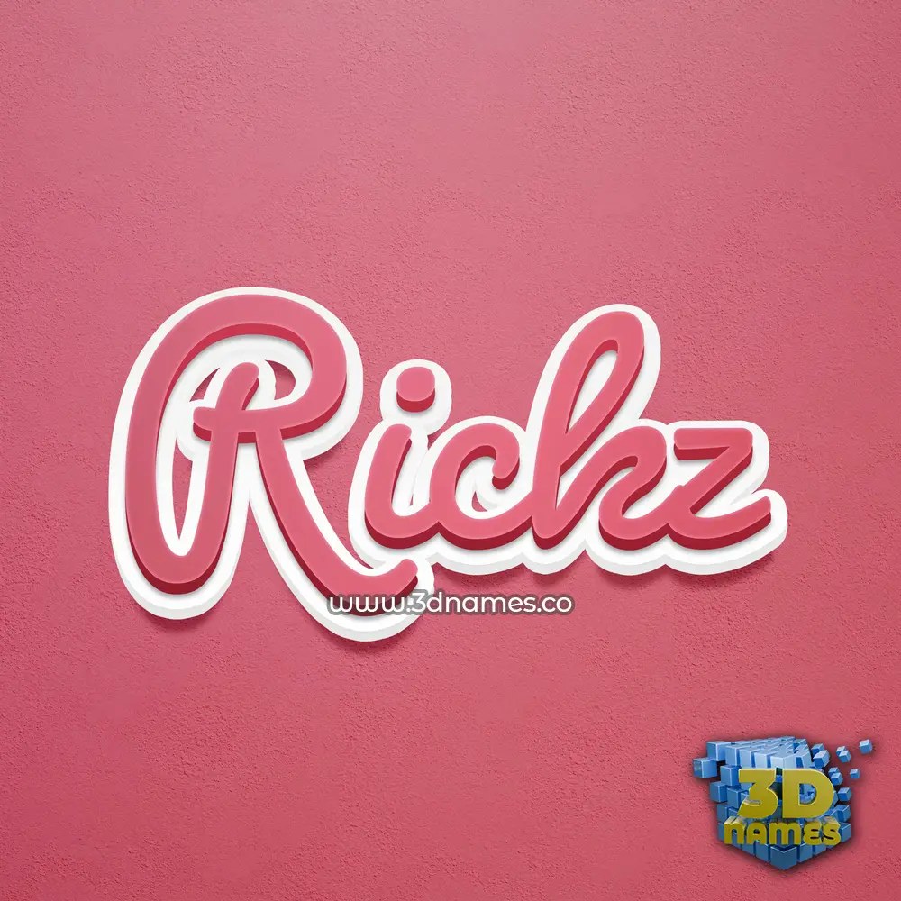 rickz in Red Scribble style - 3D name wallpaper