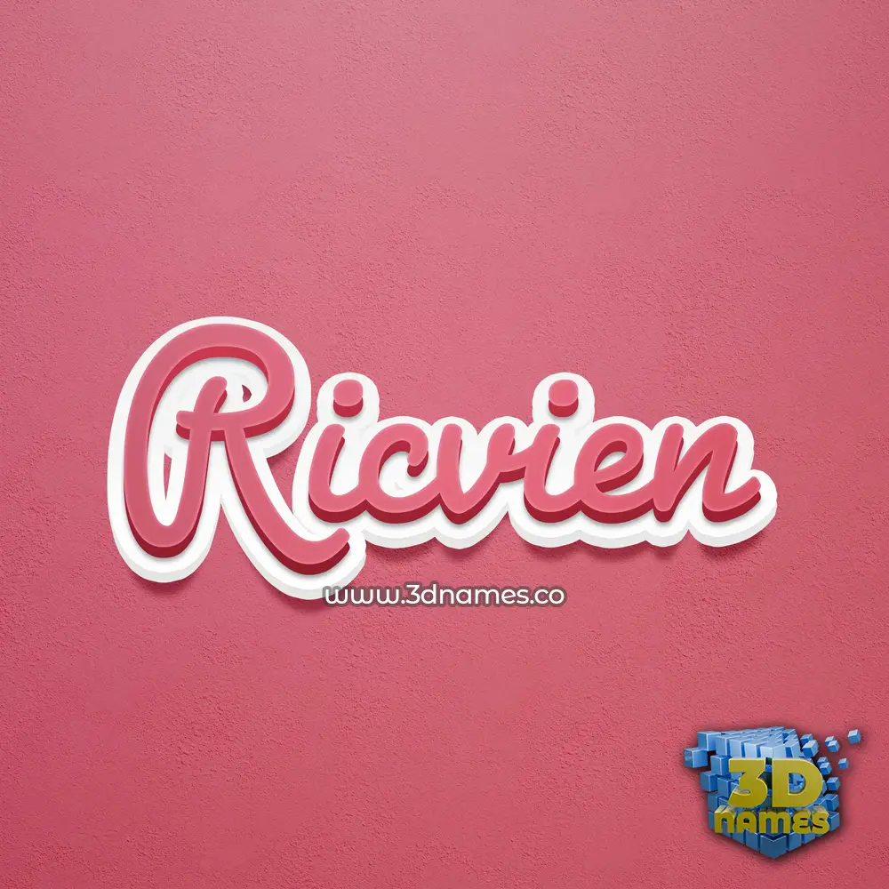 ricvien in Red Scribble style - 3D name wallpaper