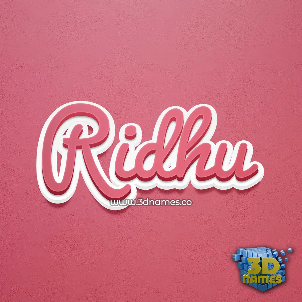 ridhu in Red Scribble style - 3D name wallpaper