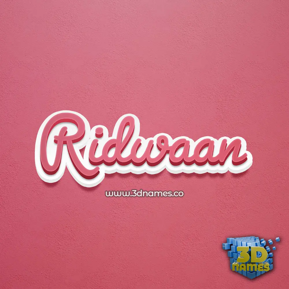 ridwaan in Red Scribble style - 3D name wallpaper
