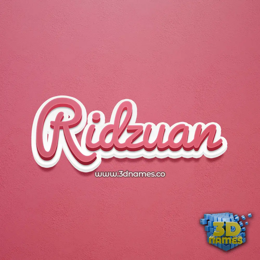 ridzuan in Red Scribble style - 3D name wallpaper