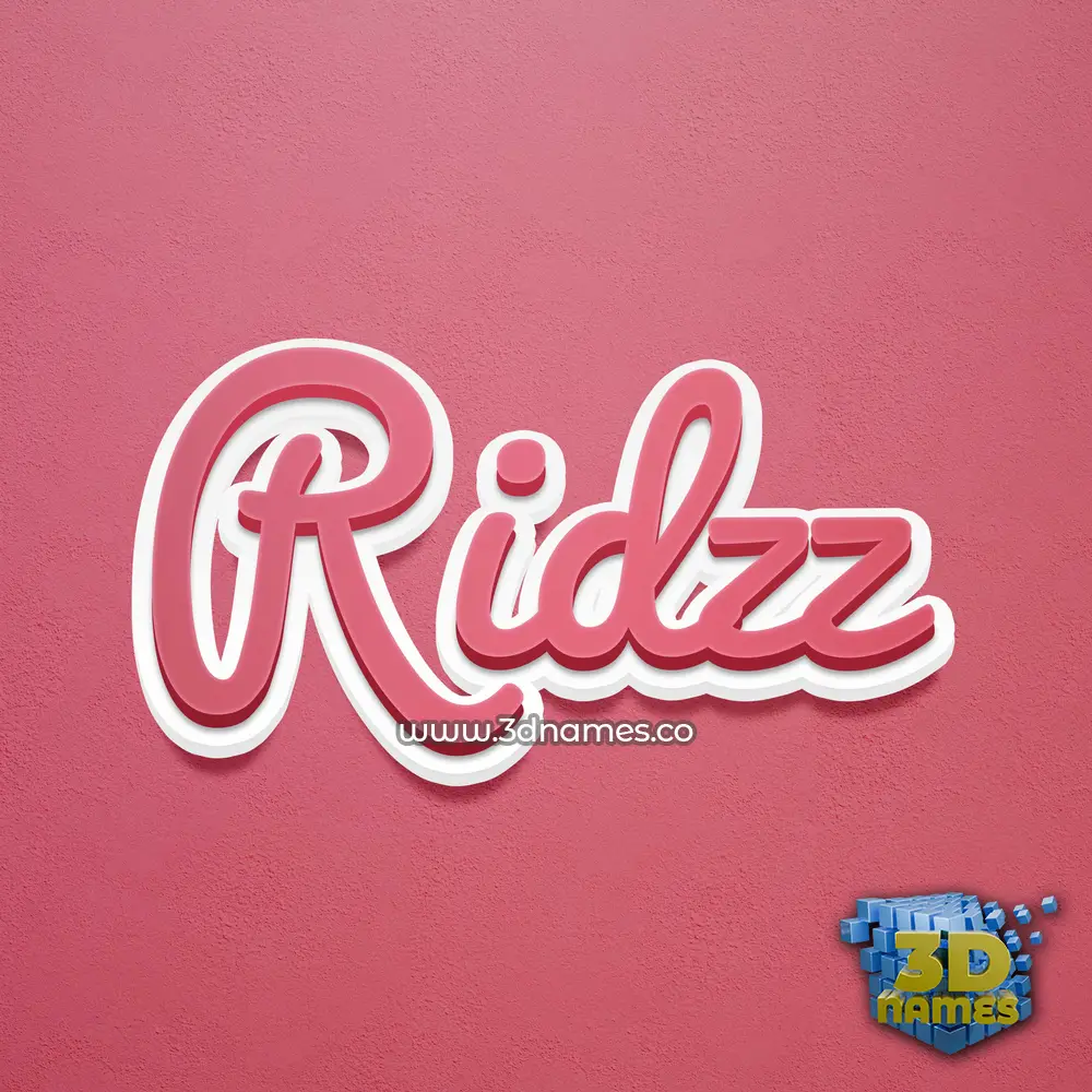 ridzz in Red Scribble style - 3D name wallpaper