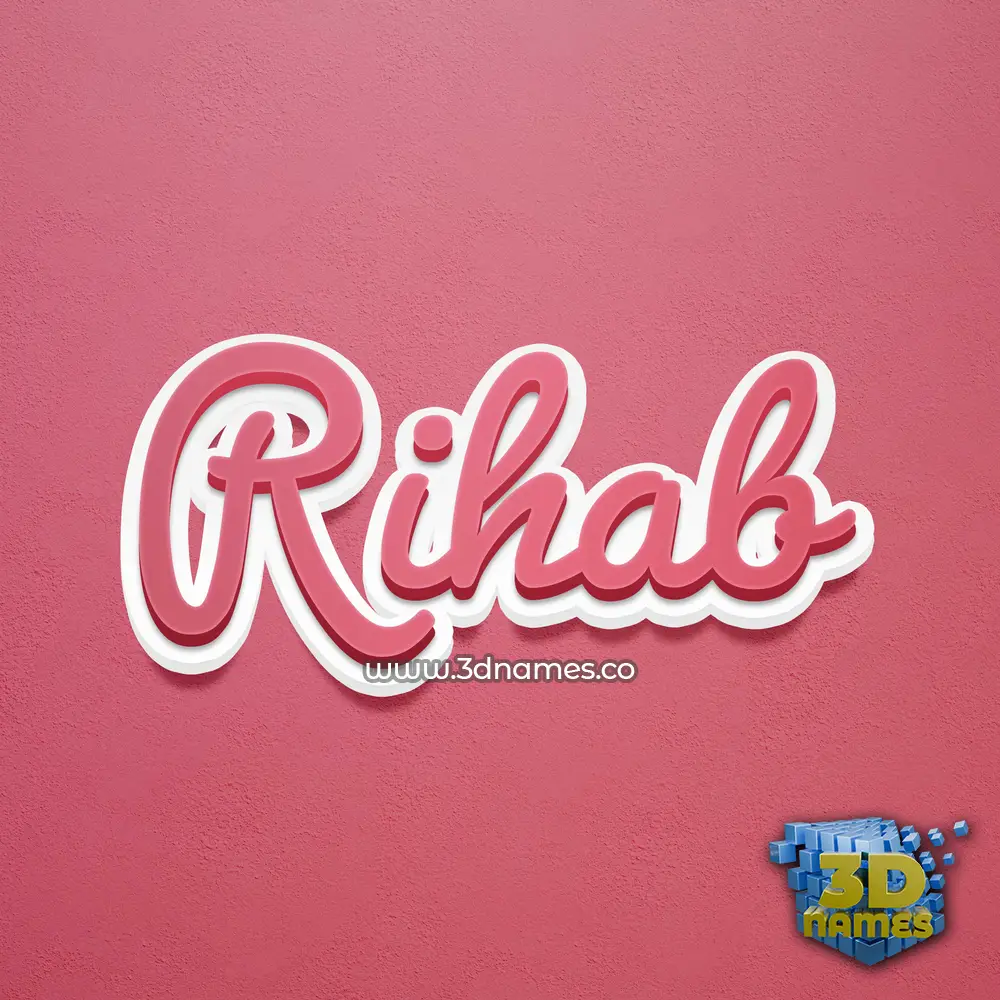 rihab in Red Scribble style - 3D name wallpaper