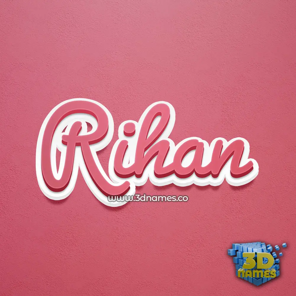 rihan in Red Scribble style - 3D name wallpaper