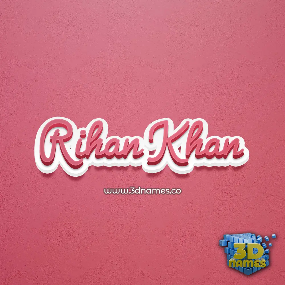 rihan khan in Red Scribble style - 3D name wallpaper