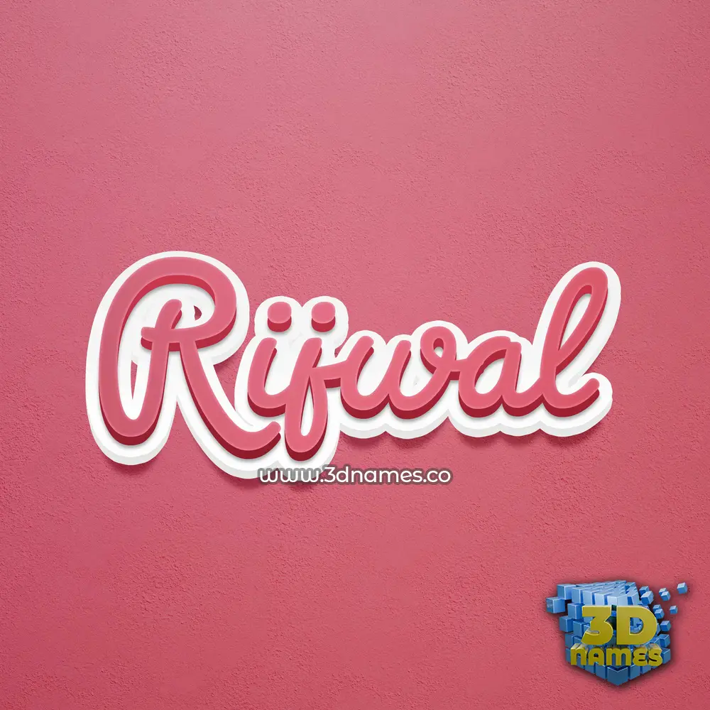 rijwal in Red Scribble style - 3D name wallpaper