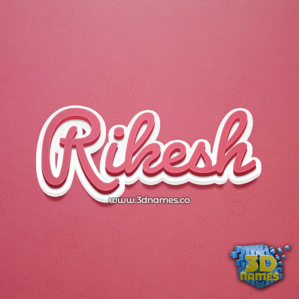 rikesh in Red Scribble style - 3D name wallpaper