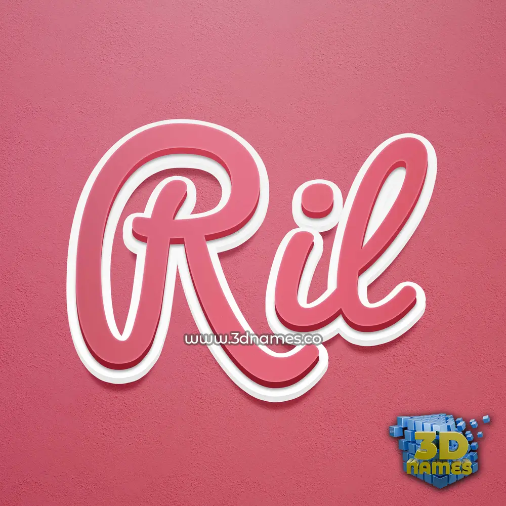 ril in Red Scribble style - 3D name wallpaper