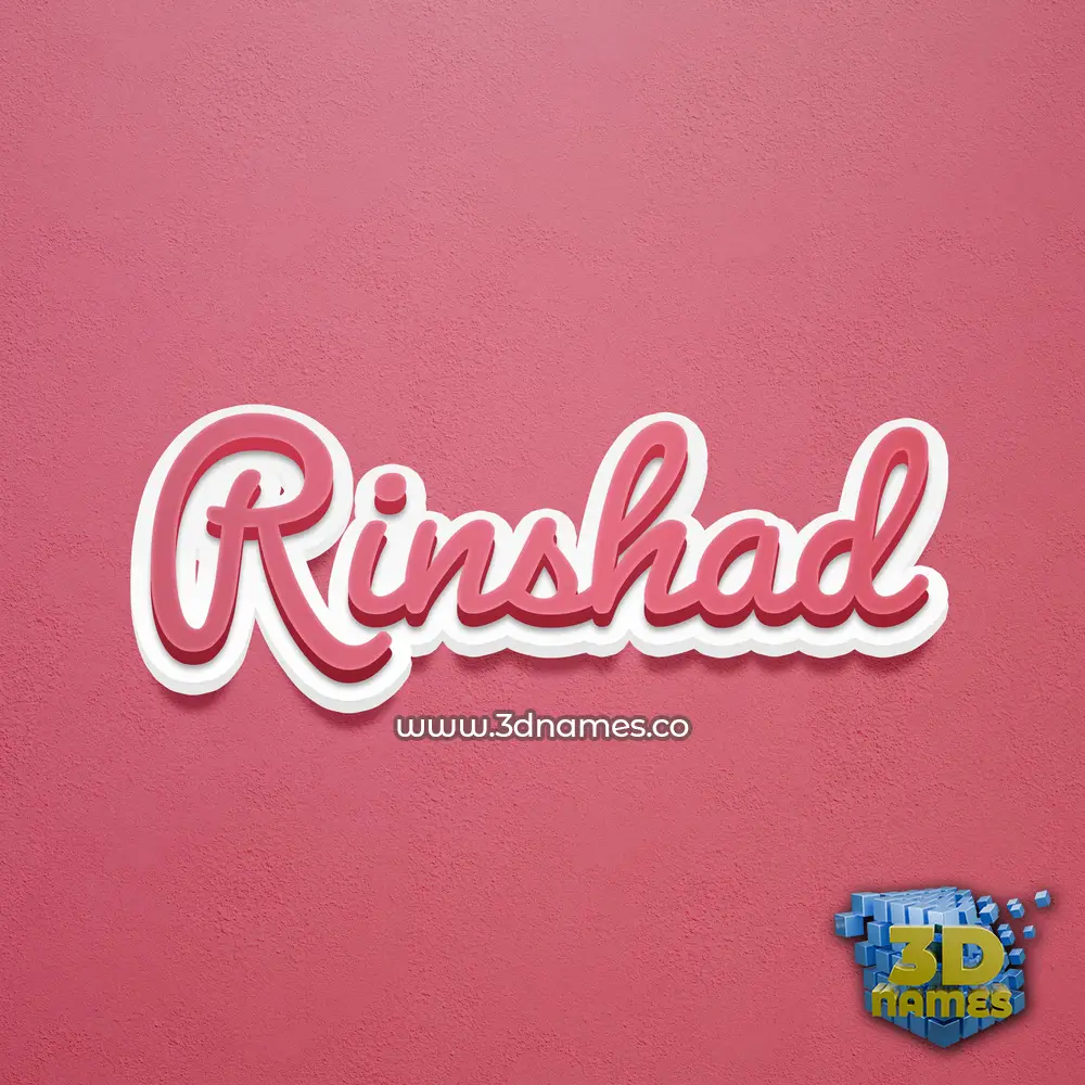 rinshad in Red Scribble style - 3D name wallpaper