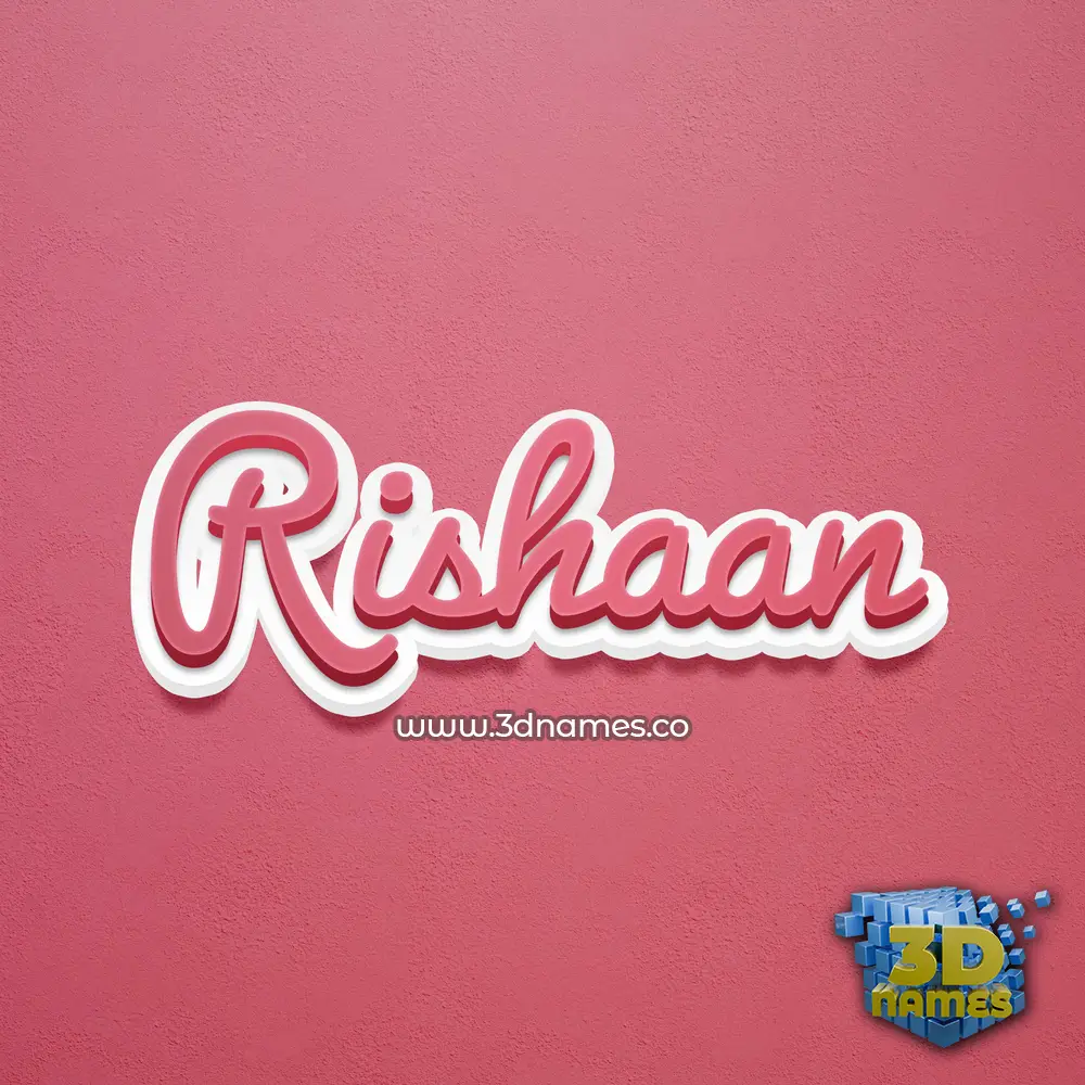 rishaan in Red Scribble style - 3D name wallpaper