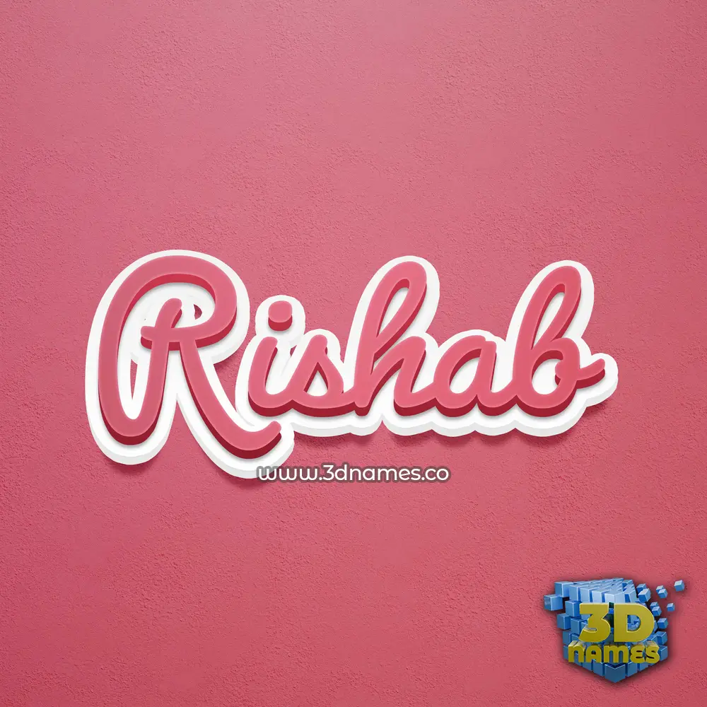 rishab in Red Scribble style - 3D name wallpaper
