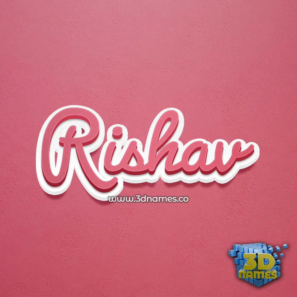 rishav in Red Scribble style - 3D name wallpaper