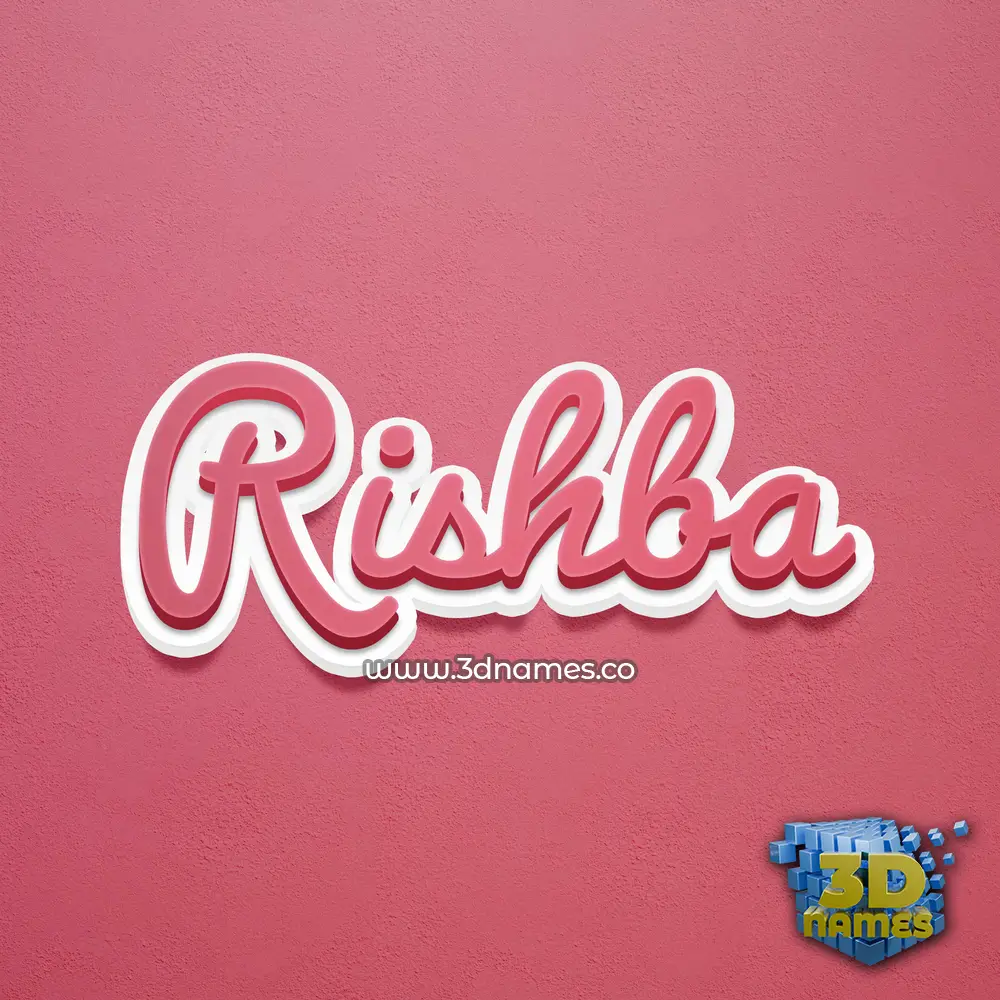 rishba in Red Scribble style - 3D name wallpaper