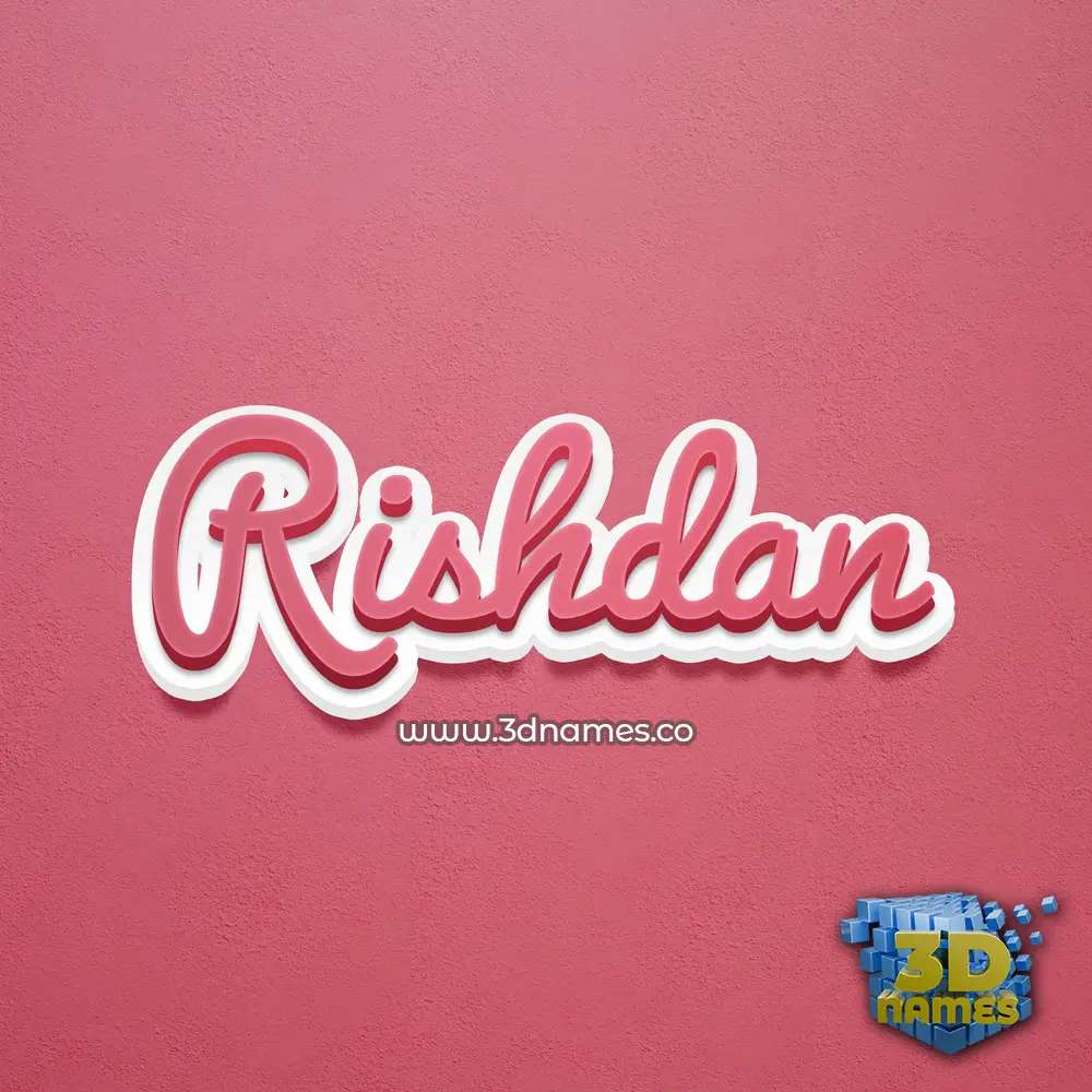 rishdan in Red Scribble style - 3D name wallpaper