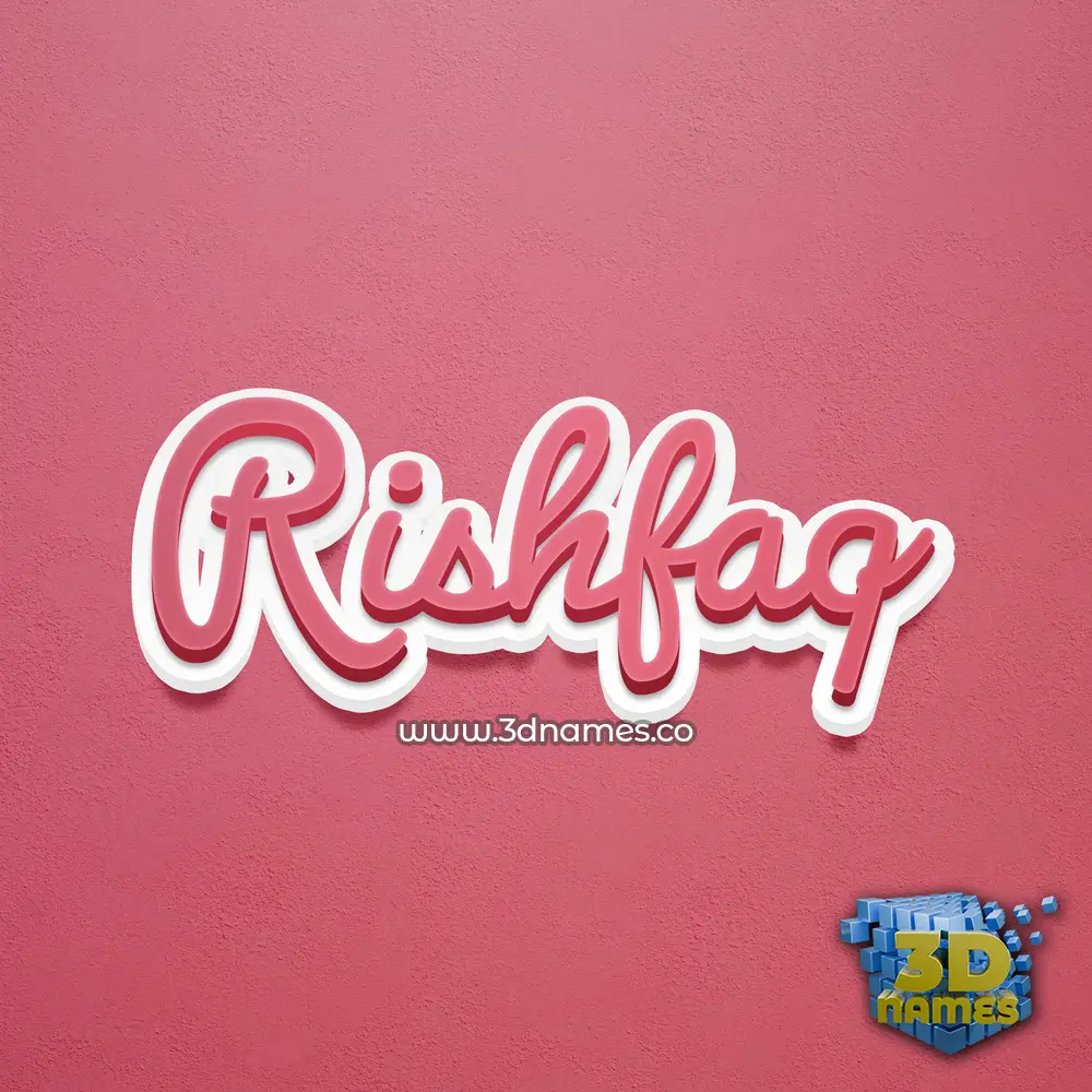 rishfaq in Red Scribble style - 3D name wallpaper